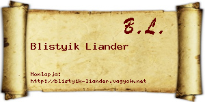 Blistyik Liander névjegykártya